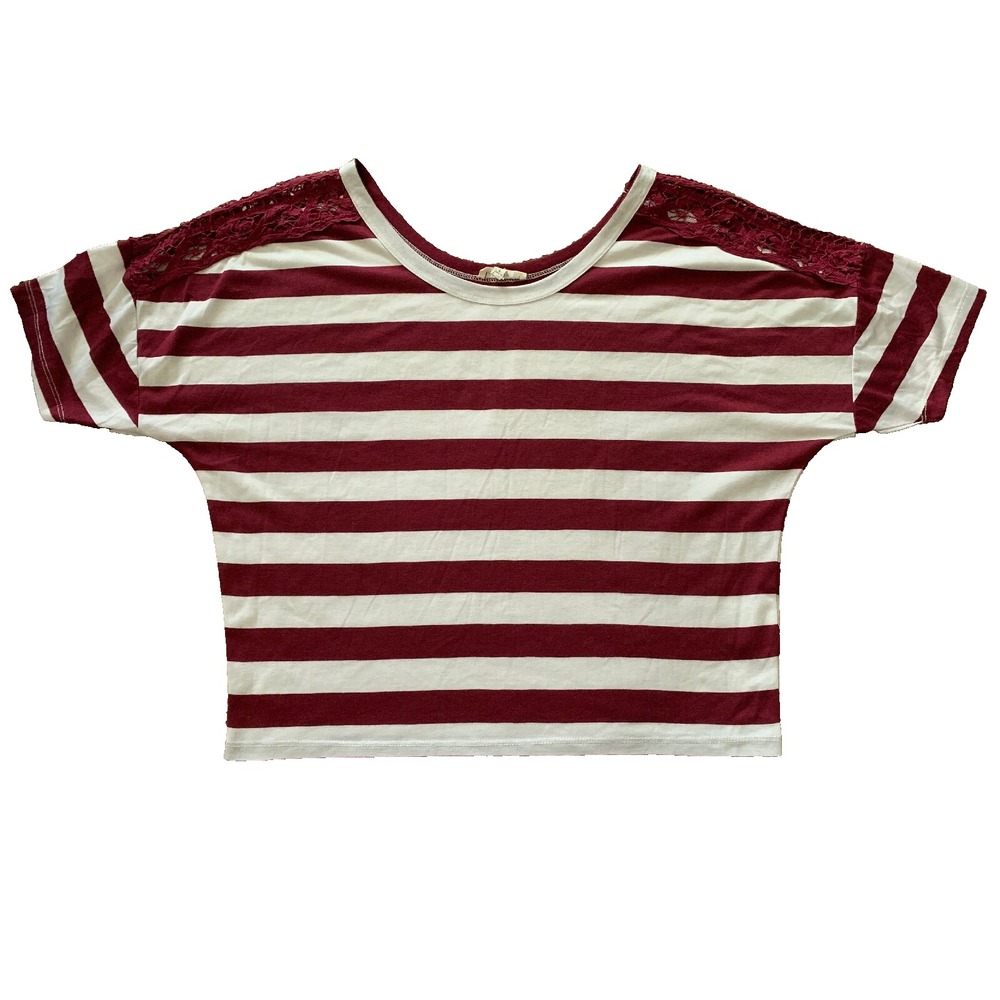 Rewind Top Size L Stripes Maroon White